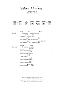 page one of Venus As A Boy (Piano, Vocal & Guitar Chords)