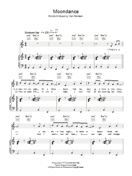 page one of Moondance (Piano, Vocal & Guitar Chords)