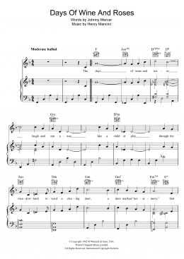 page one of Days Of Wine And Roses (Piano, Vocal & Guitar Chords (Right-Hand Melody))