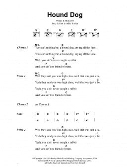 page one of Hound Dog (Guitar Chords/Lyrics)