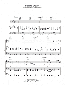 page one of Falling Down (Piano, Vocal & Guitar Chords)