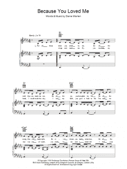 page one of Because You Loved Me (Piano, Vocal & Guitar Chords (Right-Hand Melody))