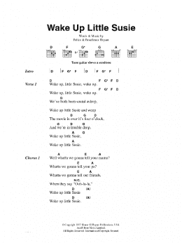 page one of Wake Up Little Susie (Guitar Chords/Lyrics)