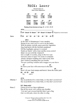 page one of Loser (Guitar Chords/Lyrics)