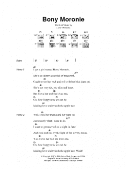 page one of Bony Moronie (Piano, Vocal & Guitar Chords)