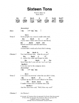 page one of Sixteen Tons (Guitar Chords/Lyrics)