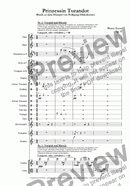 page one of Princess Turandot - Music for the Radio Play by Wolfgang Hildesheimer, op. 9
