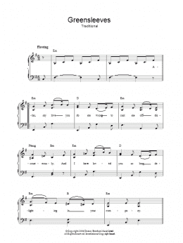 page one of Greensleeves (Easy Piano)