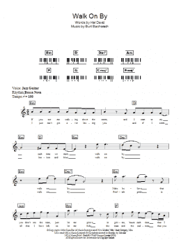 page one of Walk On By (Piano Chords/Lyrics)