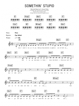 page one of Somethin' Stupid (Piano Chords/Lyrics)