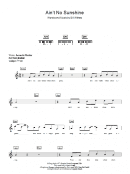 page one of Ain't No Sunshine (Piano Chords/Lyrics)