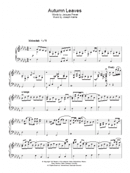 page one of Autumn Leaves (Les Feuilles Mortes) (Piano Solo)