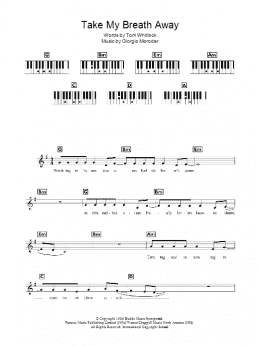 page one of Take My Breath Away (Piano Chords/Lyrics)