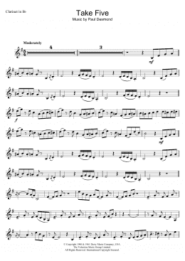 page one of Take Five (Clarinet Solo)