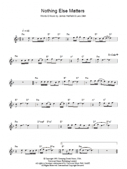 page one of Nothing Else Matters (Lead Sheet / Fake Book)