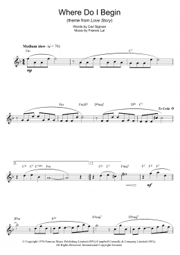 page one of Where Do I Begin (theme from Love Story) (Alto Sax Solo)