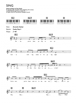 page one of Sing (Piano Chords/Lyrics)