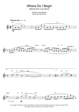 page one of Where Do I Begin (theme from Love Story) (Flute Solo)