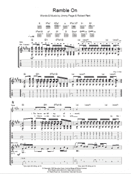 page one of Ramble On (Guitar Tab)