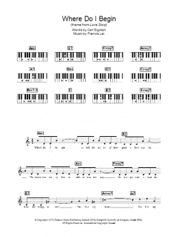 page one of Where Do I Begin (Piano Chords/Lyrics)