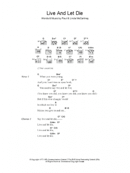 page one of Live And Let Die (Guitar Chords/Lyrics)