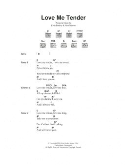 page one of Love Me Tender (Guitar Chords/Lyrics)