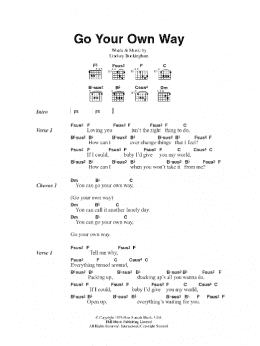 page one of Go Your Own Way (Guitar Chords/Lyrics)