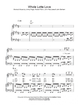 page one of Whole Lotta Love (Piano, Vocal & Guitar Chords)