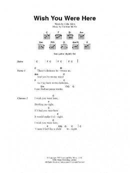 page one of Wish You Were Here (Guitar Chords/Lyrics)