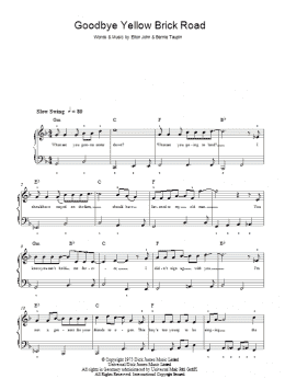 page one of Goodbye Yellow Brick Road (Easy Piano)