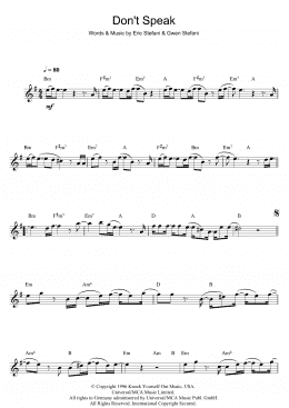 page one of Don't Speak (Flute Solo)