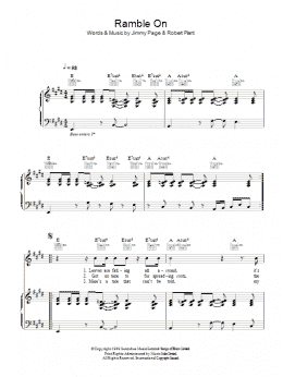 page one of Ramble On (Piano, Vocal & Guitar Chords)