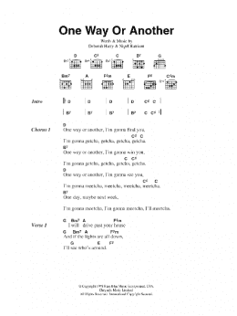 page one of One Way Or Another (Guitar Chords/Lyrics)