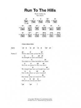 page one of Run To The Hills (Guitar Chords/Lyrics)