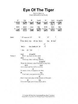 page one of Eye Of The Tiger (Guitar Chords/Lyrics)