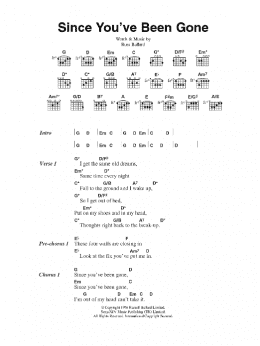 page one of Since You've Been Gone (Guitar Chords/Lyrics)