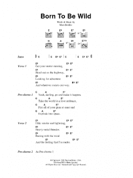 page one of Born To Be Wild (Guitar Chords/Lyrics)