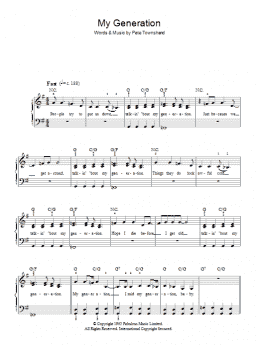 page one of My Generation (Easy Piano)