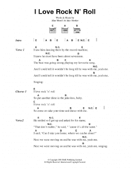 page one of I Love Rock N' Roll (Guitar Chords/Lyrics)