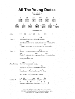 page one of All The Young Dudes (Guitar Chords/Lyrics)