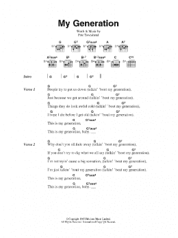 page one of My Generation (Guitar Chords/Lyrics)