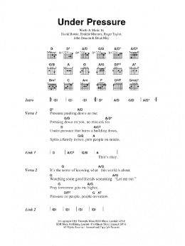 page one of Under Pressure (Guitar Chords/Lyrics)