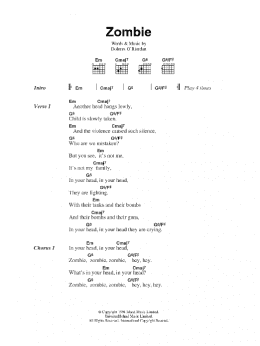 page one of Zombie (Guitar Chords/Lyrics)