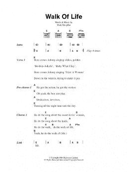 page one of Walk Of Life (Guitar Chords/Lyrics)