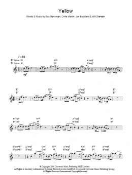 page one of Yellow (Lead Sheet / Fake Book)