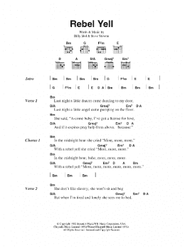 page one of Rebel Yell (Guitar Chords/Lyrics)