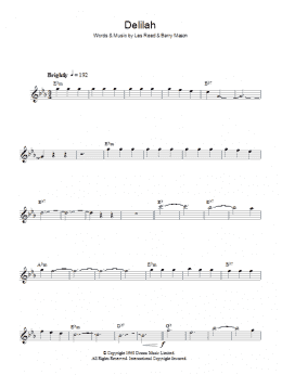 page one of Delilah (Lead Sheet / Fake Book)