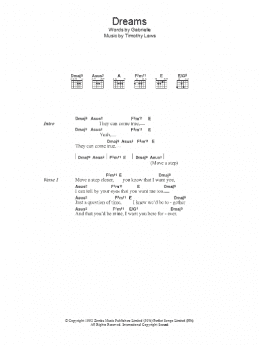 page one of Dreams (Guitar Chords/Lyrics)