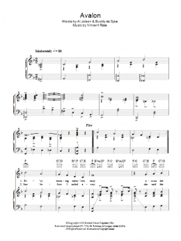 page one of Avalon (Piano, Vocal & Guitar Chords)