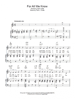 page one of For All We Know (Piano, Vocal & Guitar Chords)